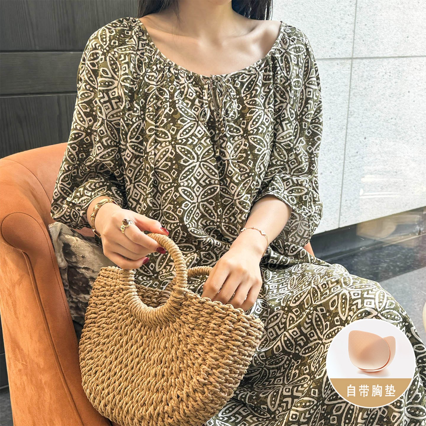 不用穿内衣自带海绵胸垫短袖睡裙夏天加长版连衣裙女款棉绸睡衣裙