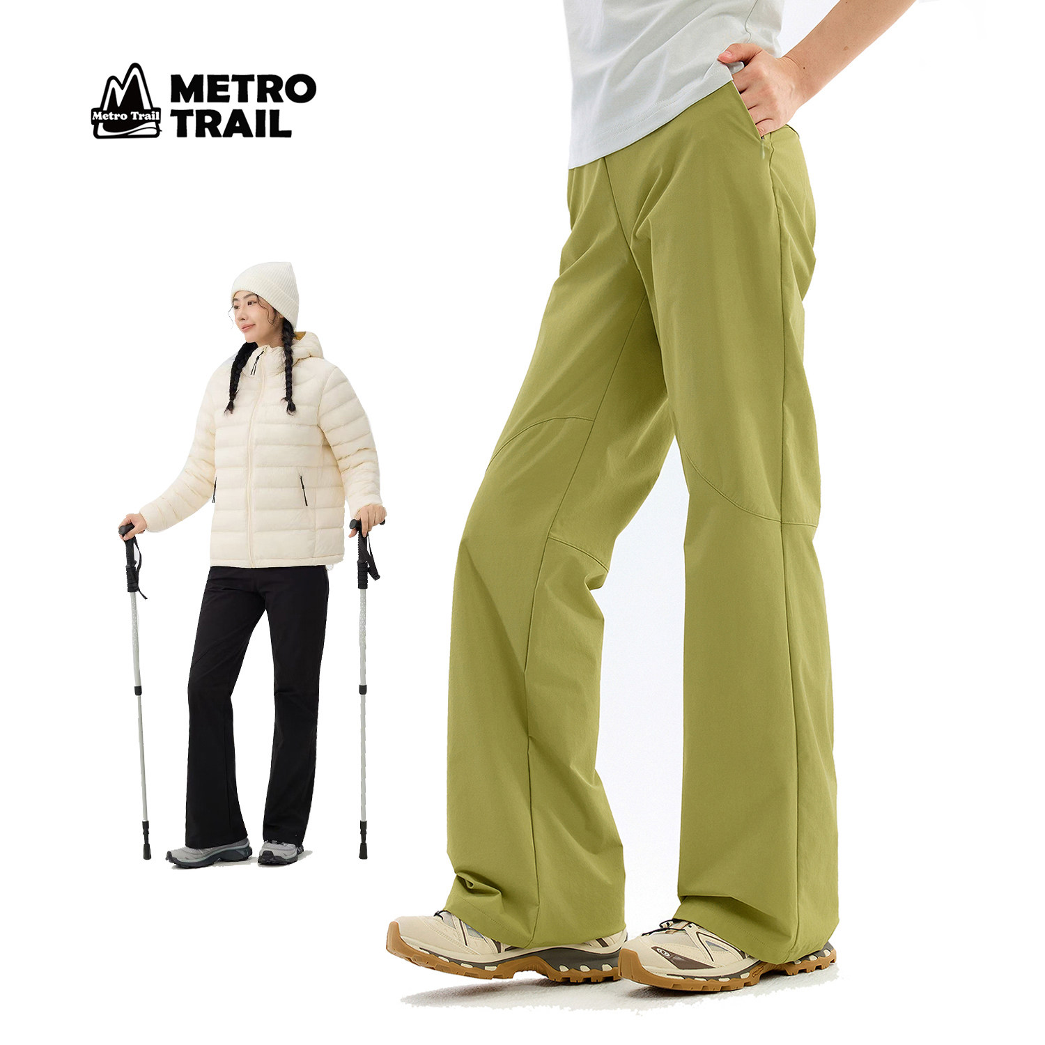 MetroTrail户外裤子女春秋防风防水徒步登山软壳裤休闲速干运动裤