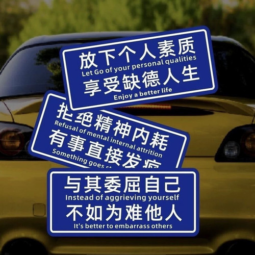 放下个人素质拒绝精神内耗汽车个性文字汽车贴电动装饰贴纸创意贴