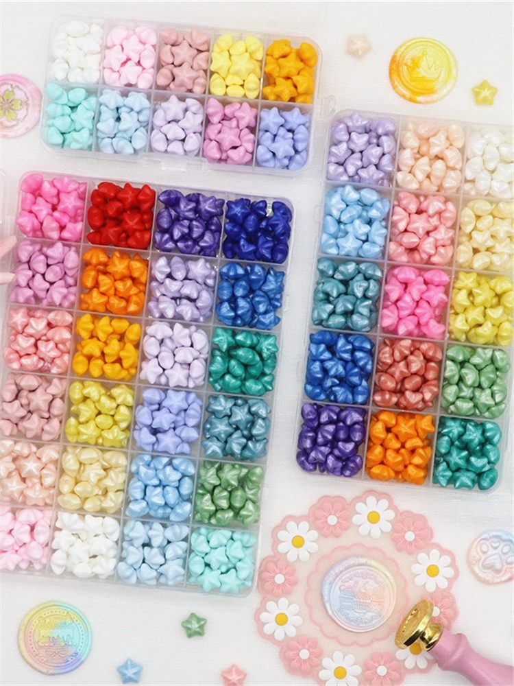 星星火漆蜡粒 火漆印章蜡粒 幸运星珠光色冰淇淋混色马卡龙火漆蜡