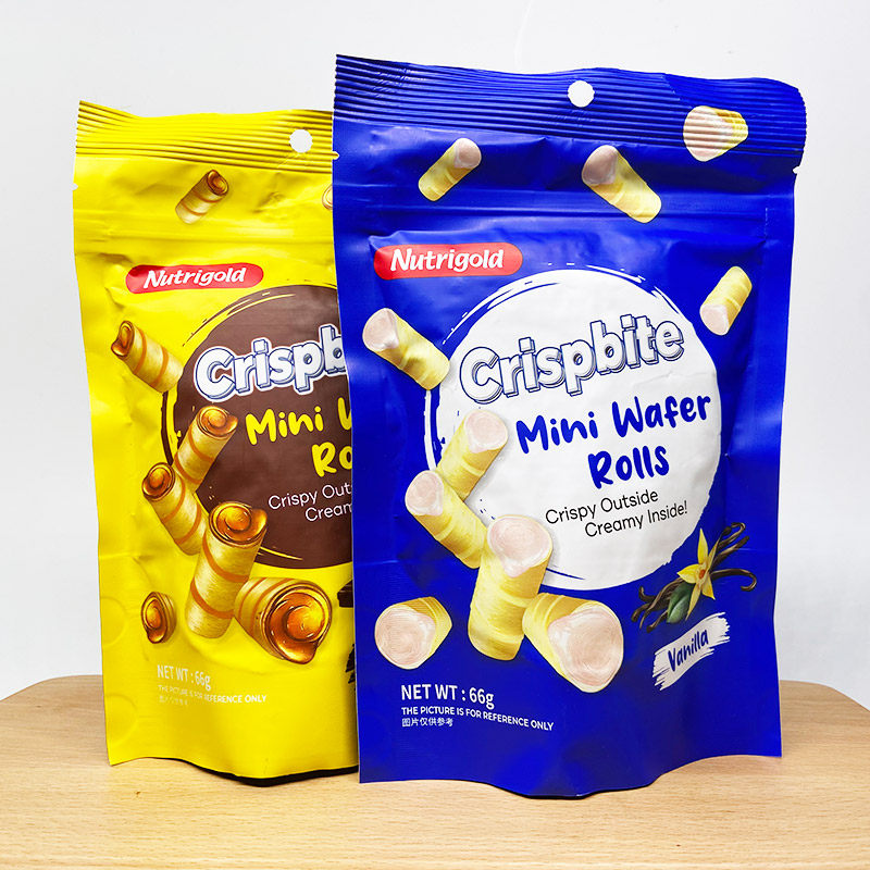 临期印尼进口诺思乐66g巧克力香蕉/香草味迷你卷饼干解馋零食小吃