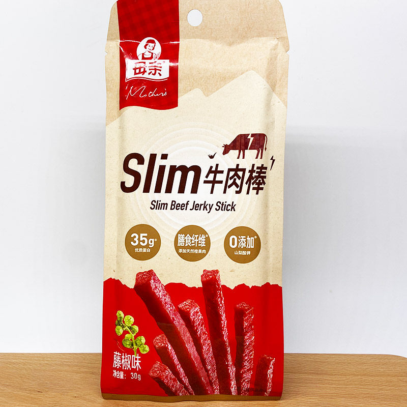母亲Slim牛肉棒藤椒味30g办公室追剧野餐牛肉休闲零食品熟食即食