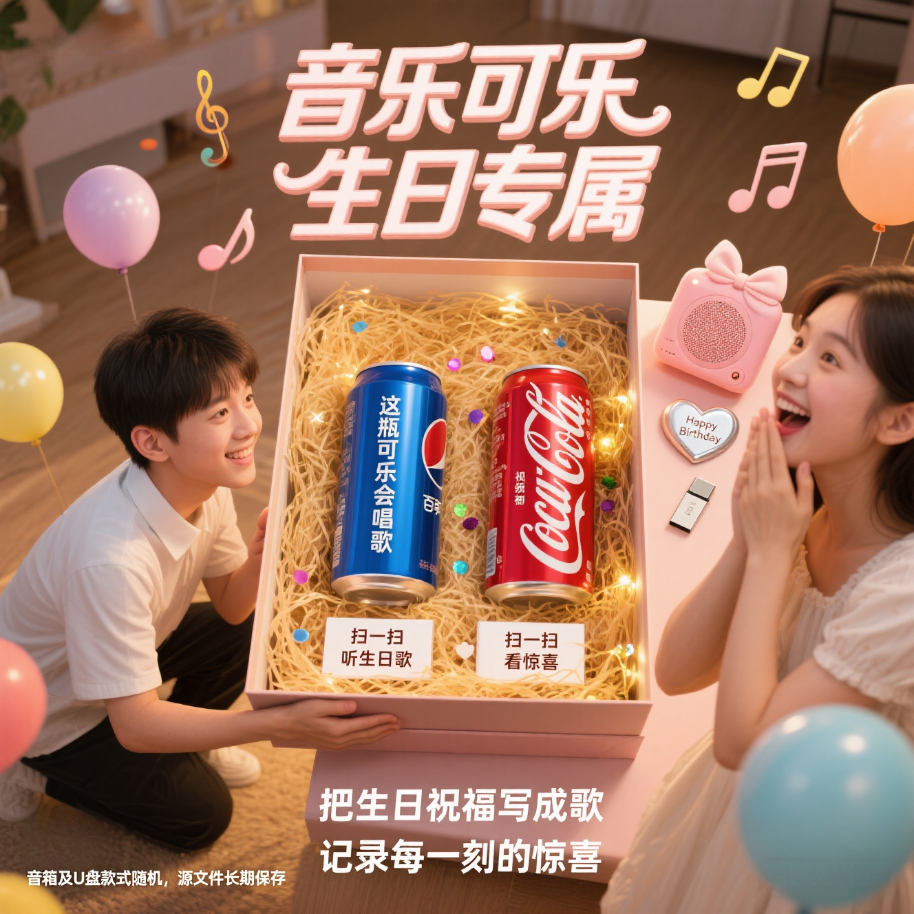 可乐定制音乐刻字diy生日礼物送男女朋友亲子闺蜜伴手礼电子相册