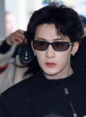 檀健次同款美式复古猫眼未来感太阳镜Y2K千禧风防紫外线潮男墨镜