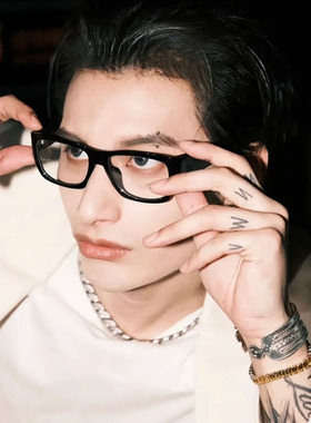 经典款方圆脸显瘦复古方形黑框近视眼镜男生素颜防蓝光配度数镜片