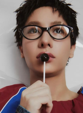 日系复古黑框椭圆形猫眼小框近视眼镜防蓝光可配度数素颜平光镜女