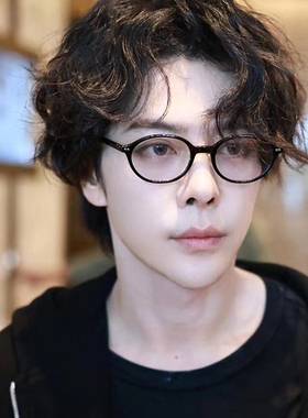 高智书呆子复古椭圆框眼镜女超轻近视可配度数素颜文艺防蓝光框架