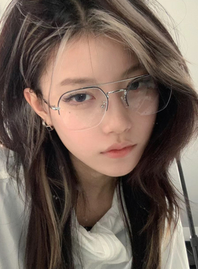 复古个性双梁半框近视眼镜框男痞帅金属大框显脸小可配度数镜片女