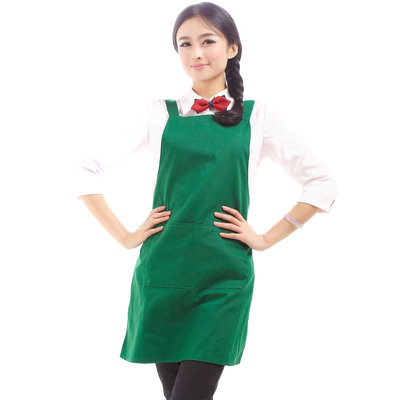 韩版简约帆布h型背带西餐厅围裙