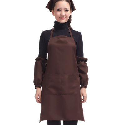 成人韩版时尚广告工作围裙+袖套70956餐厅服务员女围裙套装 厨房