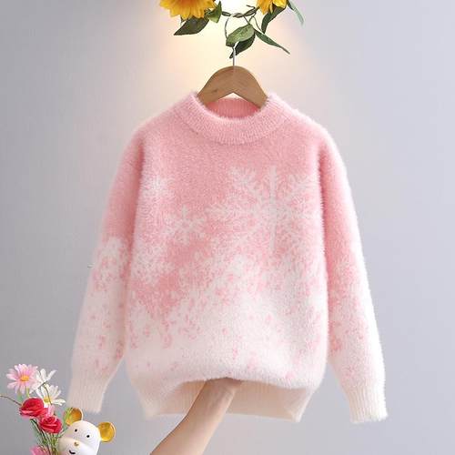 女童冬季水貂绒毛衣打底衫