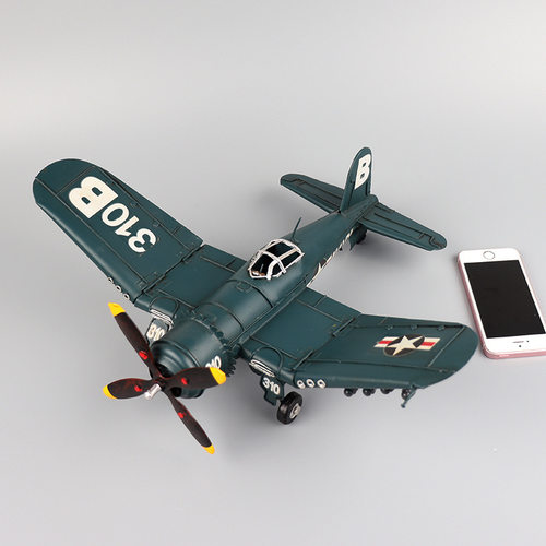 二战美军F-4U海盗战斗机模型铁艺飞机客厅旧酒吧橱窗柜装饰品