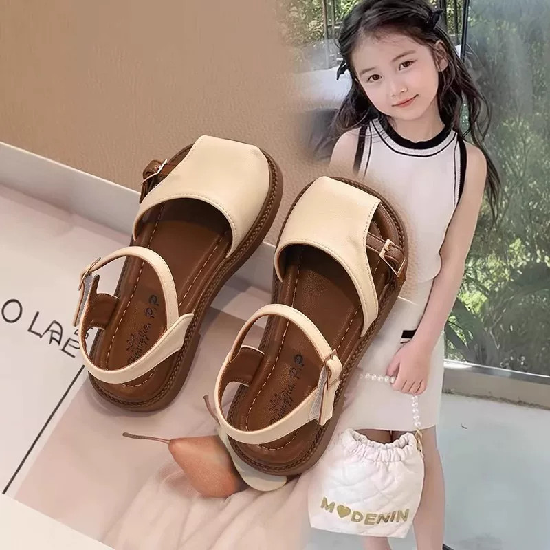 真皮女童凉鞋夏季洋气包头凉鞋图片