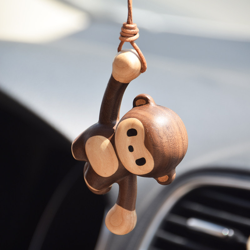 创意可爱实木制作小猴子儿童房挂件汽车装饰品包包配件生日礼品