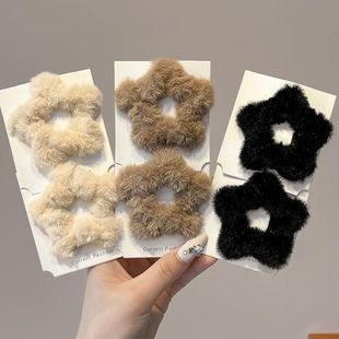 秋冬毛绒毛茸茸星星发夹少女心刘海前额侧边五角星bb可爱夹子头饰