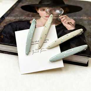 韩系蓝白波点奶油色发夹滴油鸭嘴侧边夹边时尚刘海夹子发卡饰