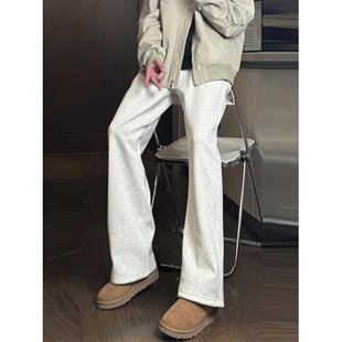 宽松百搭纯色休闲镰刀男微喇长裤 立体剪裁弯刀设计春秋季 卫裤