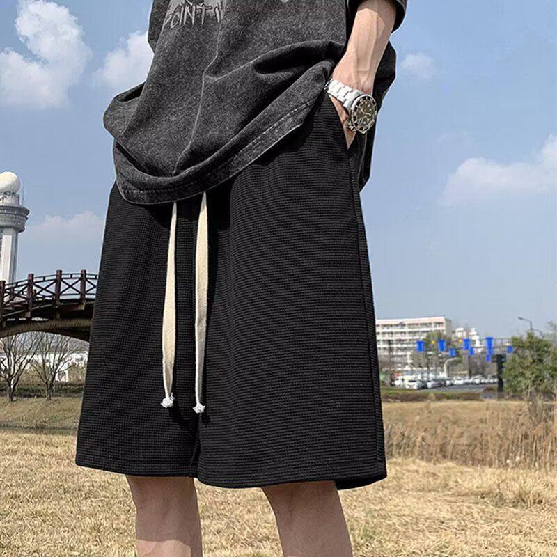 黑色5分运动短裤宽松显瘦休闲五分裤夏季薄款女装裤子酷飒街头风