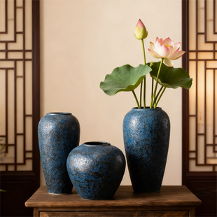 宋式美学超好看网红爆款景德镇花瓶插花水养腊梅粗陶罐氛围感花瓶