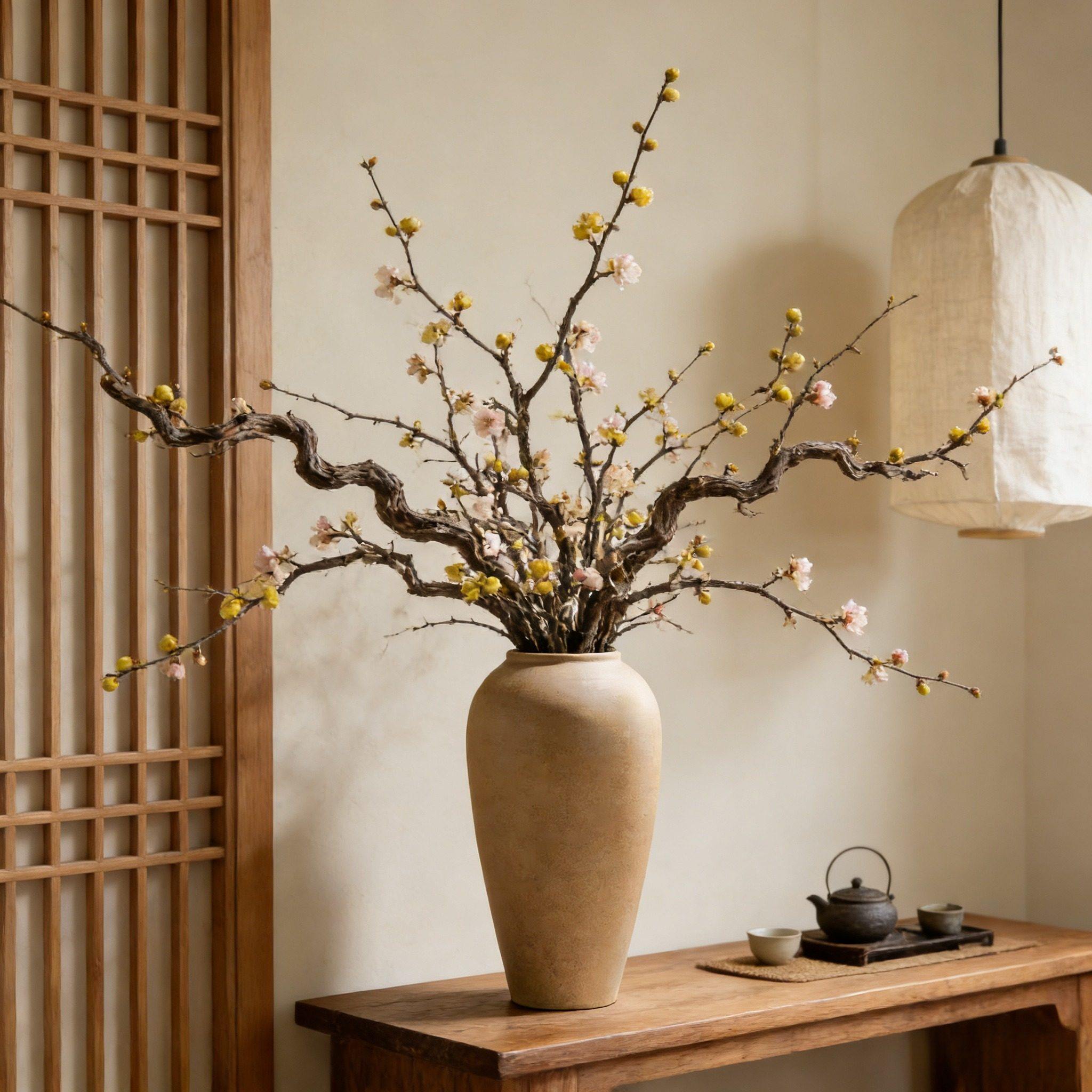 宋代宋式美学特别好看梅花枝腊梅插花器高端大气上档次氛围感花瓶