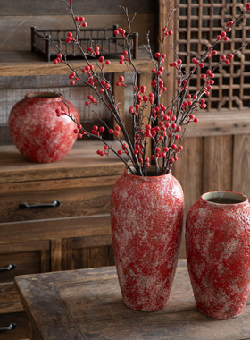 宋代宋式美学超好看新中式网红爆款氛围感花瓶红色喜情绪稳定花器