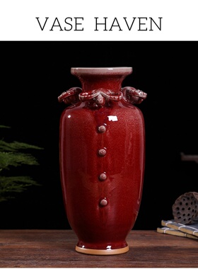 宋代美学超好看三阳开泰中式氛围感花瓶2026热卖客厅玄关绝美摆件