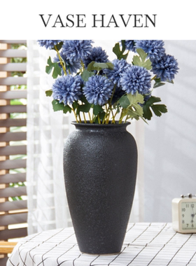 宋式美学黑色花瓶特别好看的插干花现代简约风禅意绝美插花器摆件