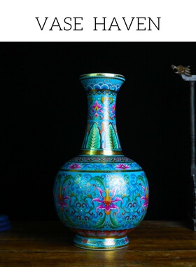 宋代宋式美学特别好看的掐丝珐琅彩花瓶仿古中式客厅玄关绝美花器