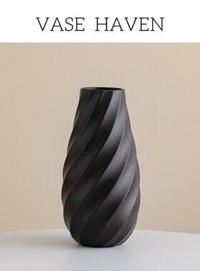 超好看黑色现代简约氛围感花瓶干花水培轻奢高级感网红爆款插花器