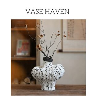 宋式美学侘寂风绝美花瓶复古怀旧粗陶罐轻奢高级感插花器酒店民宿