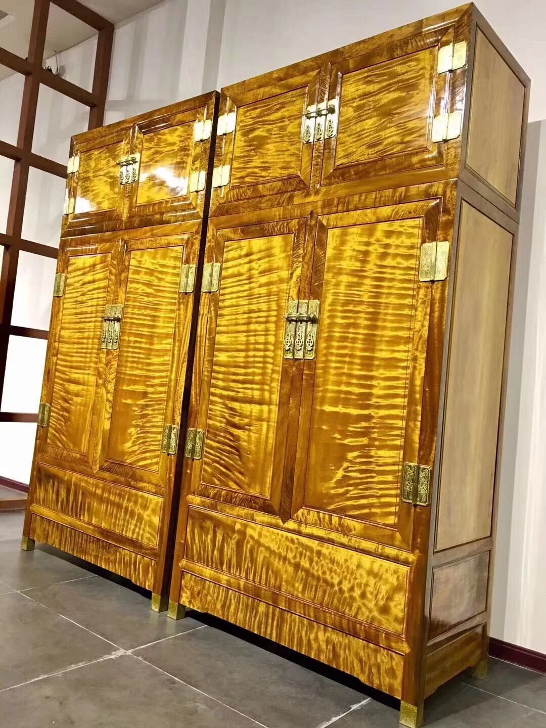 小叶桢楠树头料精品满纹顶箱柜金丝楠木红木收藏品楠木家具柜子