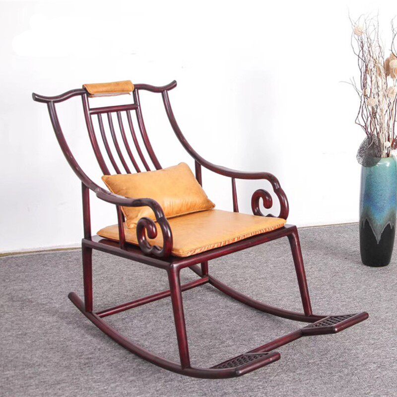 高端红木家具按摩摇椅新中式实木新古典成人躺椅阳台午睡椅懒人逍