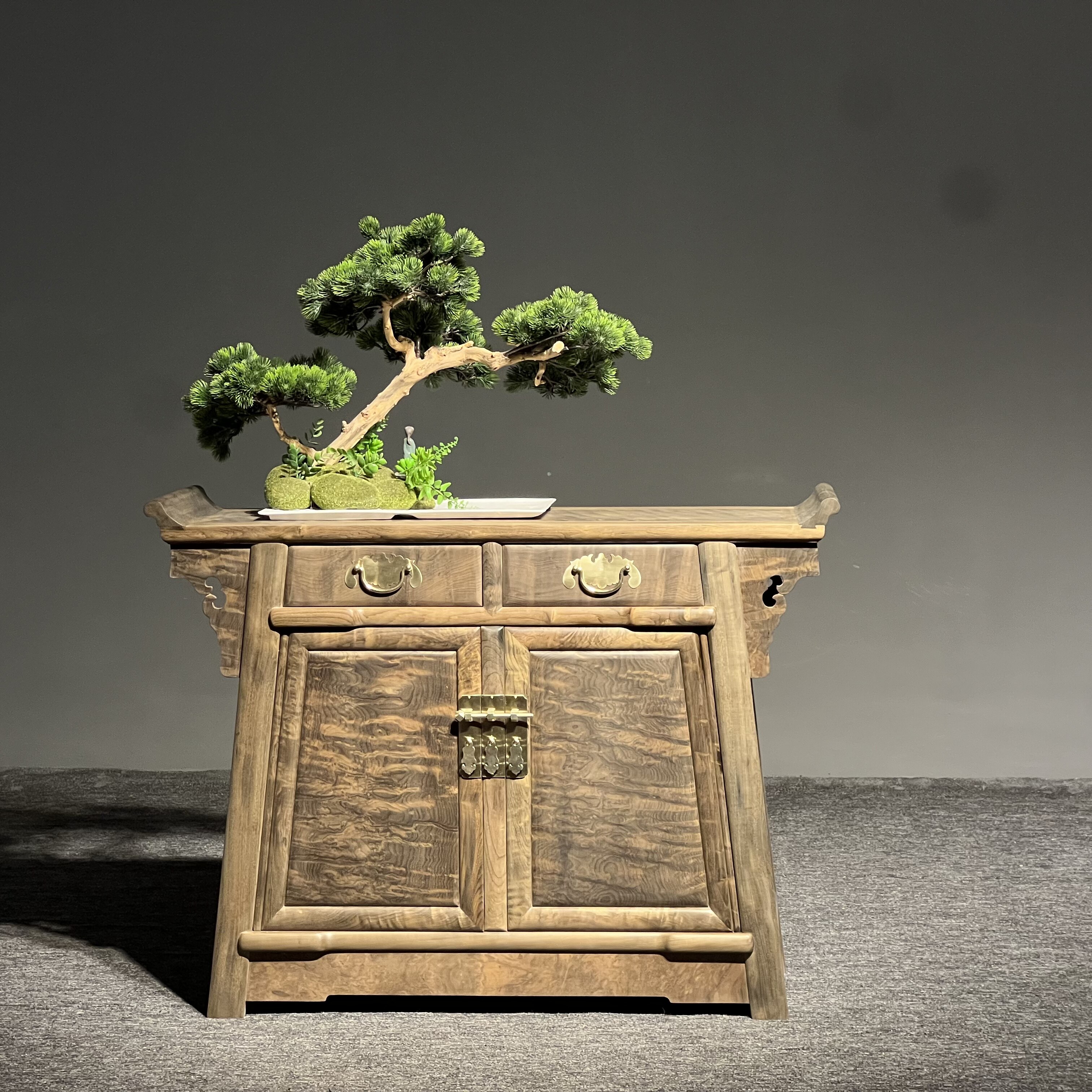 金丝楠木小叶桢楠阴沉木无漆无蜡二联橱餐边柜储物柜玄关柜置物柜