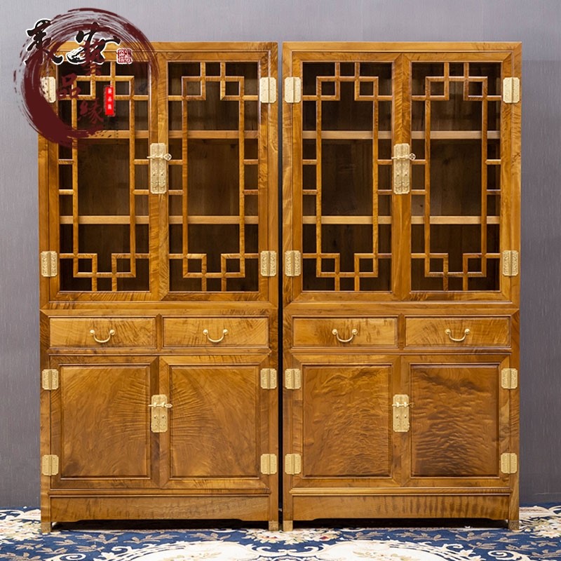 金丝楠木根料书柜二组合明清古典书房家具中式实木书架红木家具