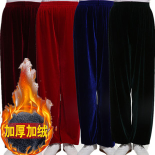 新款冬季太极服金丝绒女武术灯笼裤双层加厚保暖内加绒太极拳裤子
