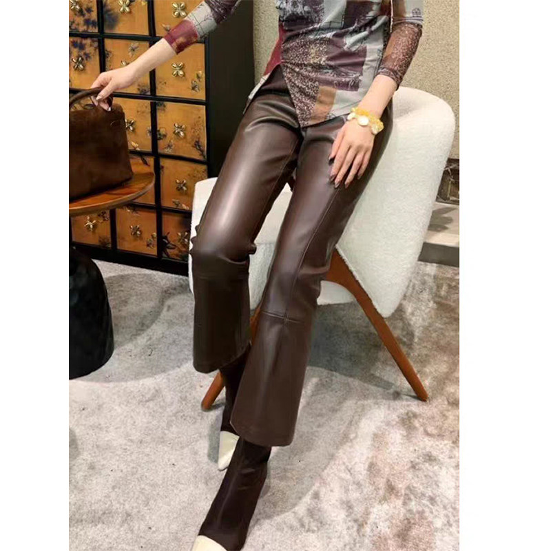 欧洲站绵羊皮真皮皮裤女2025冬新款时髦百搭修身高腰显瘦九分裤潮,女装/女士精品,休闲裤,淘宝优惠券,粉丝福利购,淘宝优惠卷