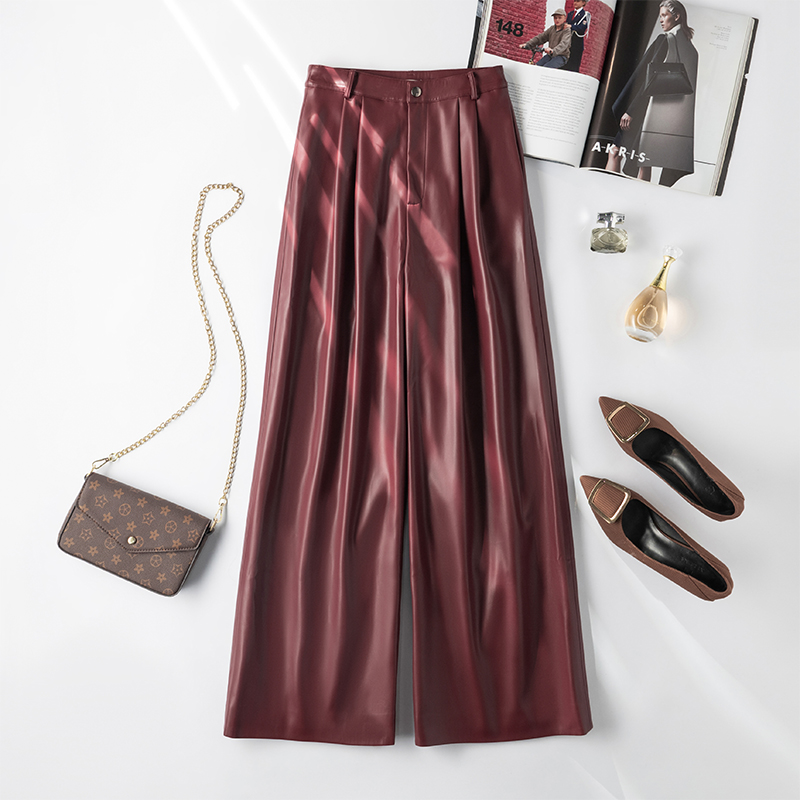 欧洲站宽松高腰拖地长裤阔腿裤