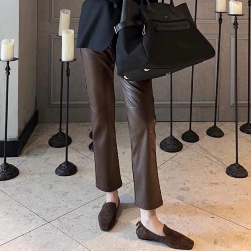 绵羊皮高贵2026新款女真皮皮裤休闲高腰百搭通勤烟管裤显瘦九分裤,女装/女士精品,休闲裤,淘宝优惠券,粉丝福利购,淘宝优惠卷