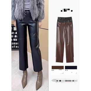 绵羊皮高贵2026新款女真皮皮裤休闲高腰百搭通勤烟管裤显瘦九分裤