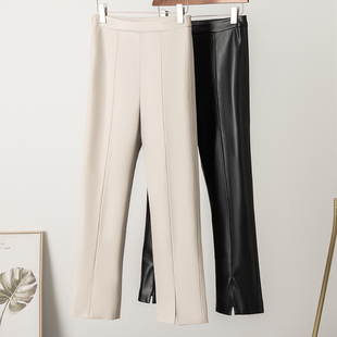 2025秋冬新款绵羊皮皮裤欧洲站真皮皮裤高腰修身显瘦西装裤九分裤