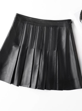 特价促销真皮皮裙女小羊皮半身裙绵羊皮百褶裙绿色性感高腰包臀裙