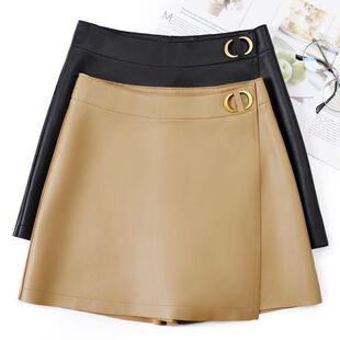 百搭明星同款2025新款短裤海宁真皮皮裙显瘦高腰a字裙绵羊皮裙裤