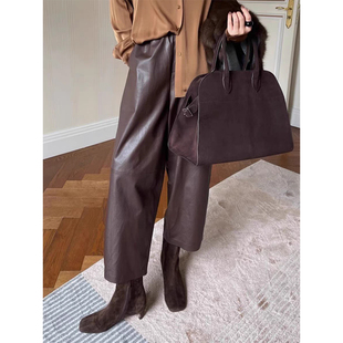 女 优质百搭气质通勤百搭直筒九分裤 绵羊皮真皮皮裤 2026秋冬新款