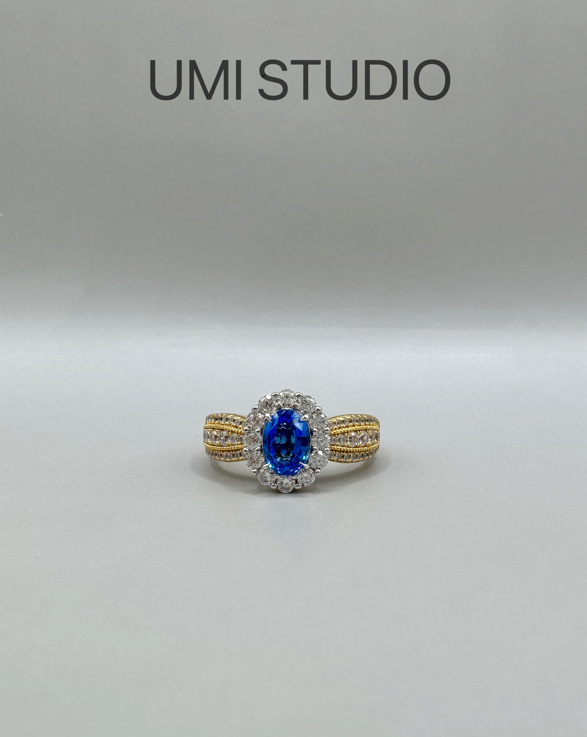 UMI家·轻珠宝/S925银镀真金·皇家蓝钻复古宫廷女戒高级轻奢