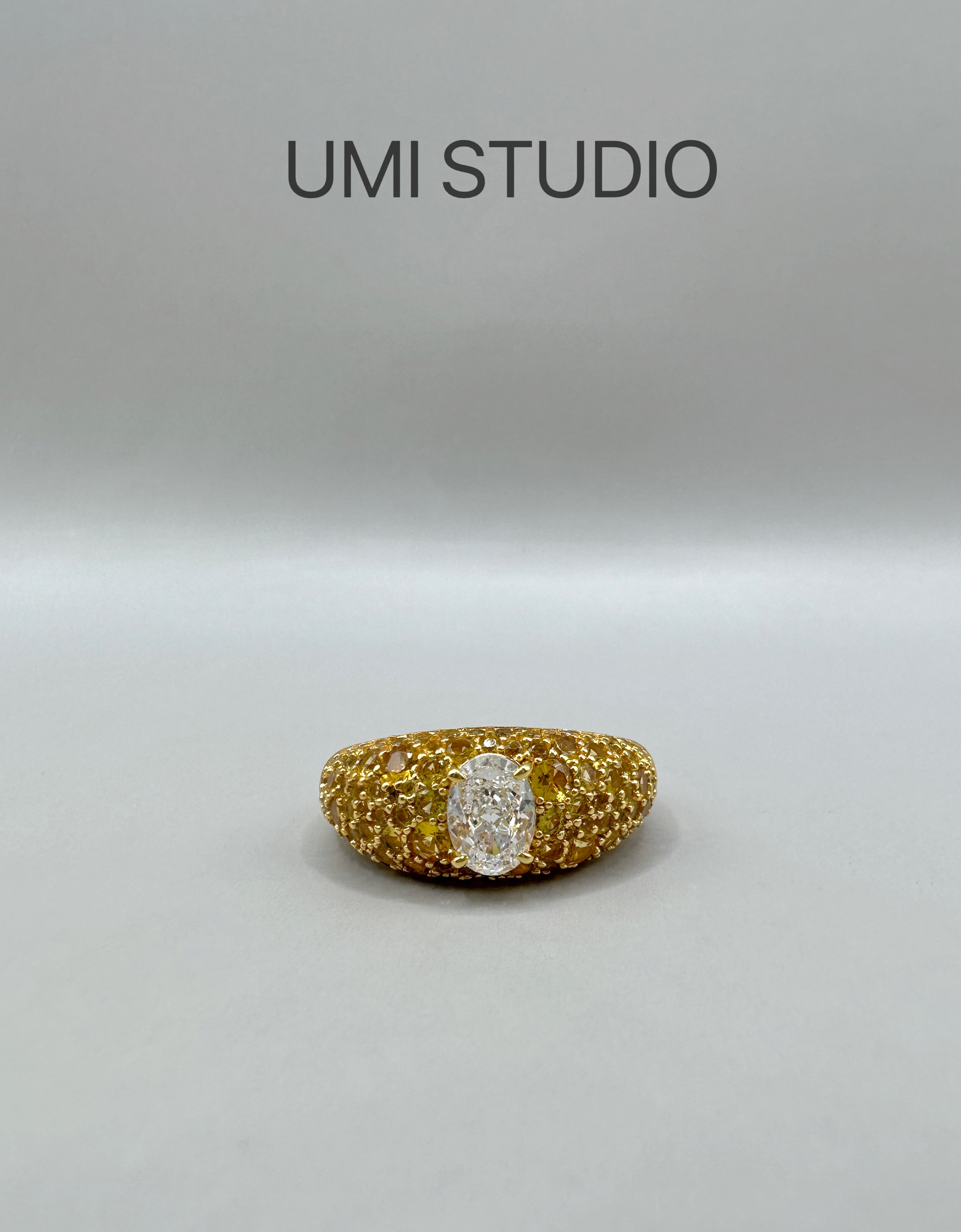 UMI家·轻珠宝/S925银镀金·璀璨星光招财黄钻满钻女戒小众轻奢