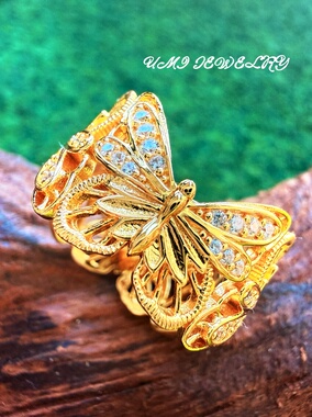 UMI【蝶梦】S925银镀k金新中式古法镂空蝴蝶镶钻银戒指轻奢高级感