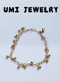 UMI【硕果】S925银镀k金环环相扣小球流苏手链小众设计高级感轻奢