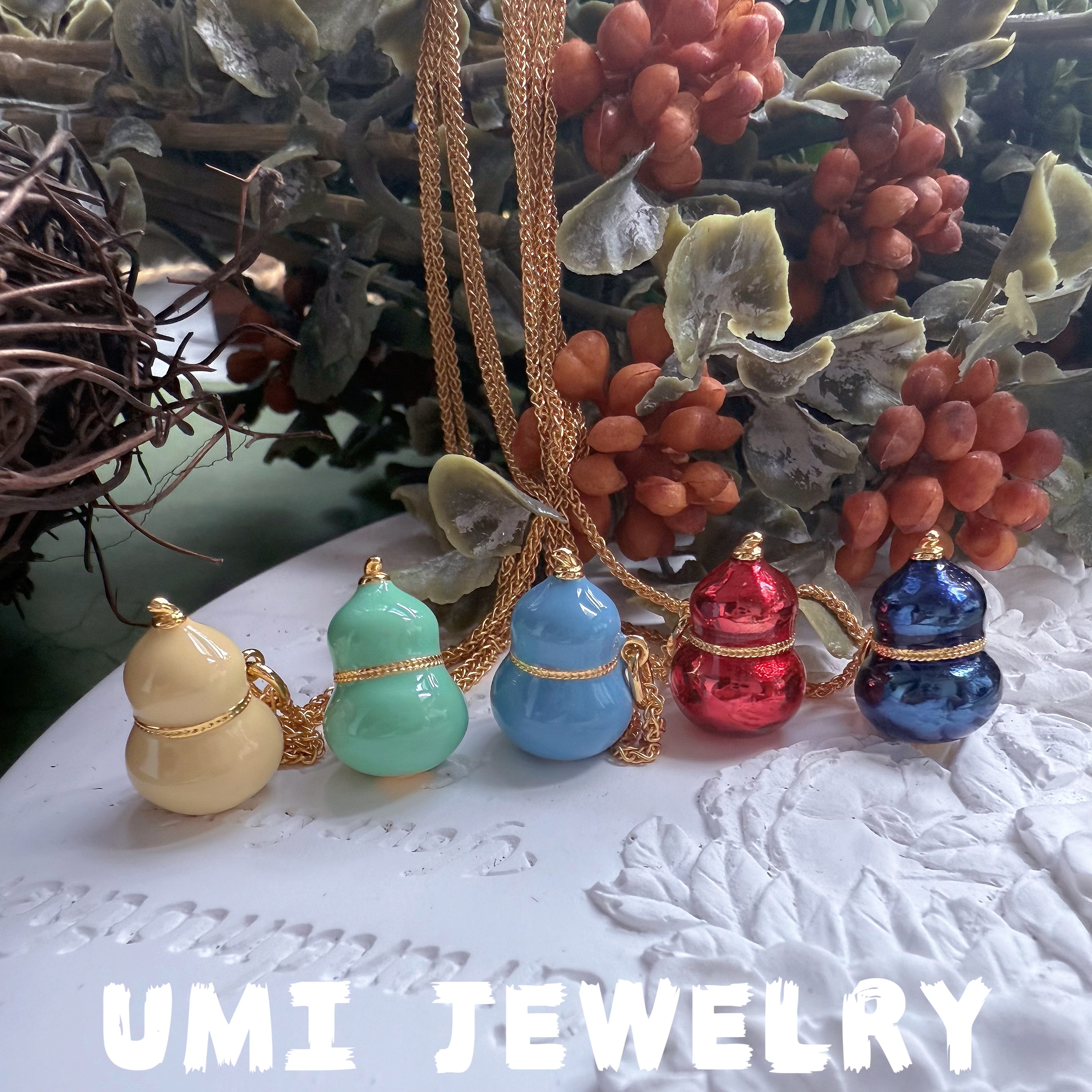 UMI家·轻珠宝/S925银镀k金·珐琅马卡龙多色多巴胺葫芦项链小众