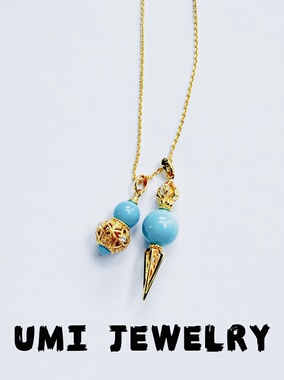 UMI【沃蓝】S925银镀k金松石金刚杵国风小众轻奢时尚高级吊坠项链
