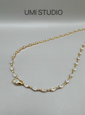 UMI家·轻珠宝/S925银镀真金·钻石项链满钻镶嵌高定轻奢系列